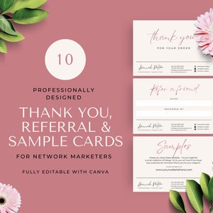 Verwijzingskaarten voor netwerkmarketeers Verwijzingskaarten voor kleine bedrijven bedankkaarten voor klanten voorbeeldkaarten MLM-kaarten Klantenkaarten Cadeaubon EH003