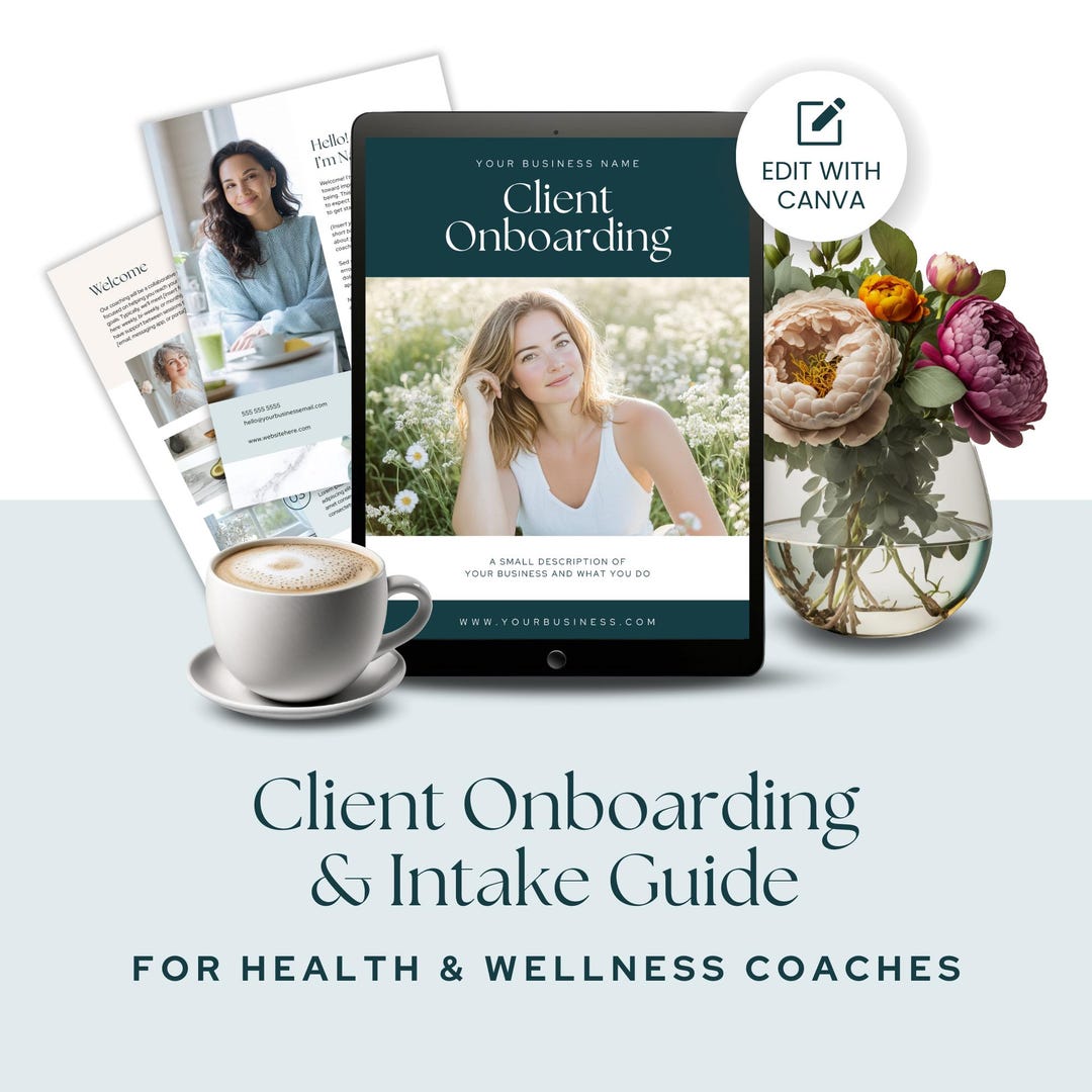 Client Wellness Program Health & Wellness Coach Client Onboarding Guide Editable Canva Template ...