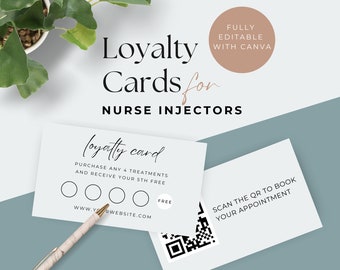 Nurse Injector Loyalty Cards Botox Filler DIY Marketing Editable Canva Template Design Medspa Rewards Card Beauty VIP Loyalty Cards EHB001