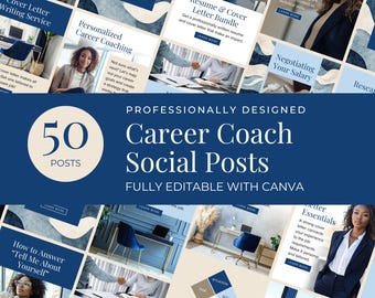 Career Coach Social Media Templates Ready-to-Use Content & Hooks Editable Canva Designs Female Entrepreneur Instagram Marketing Business