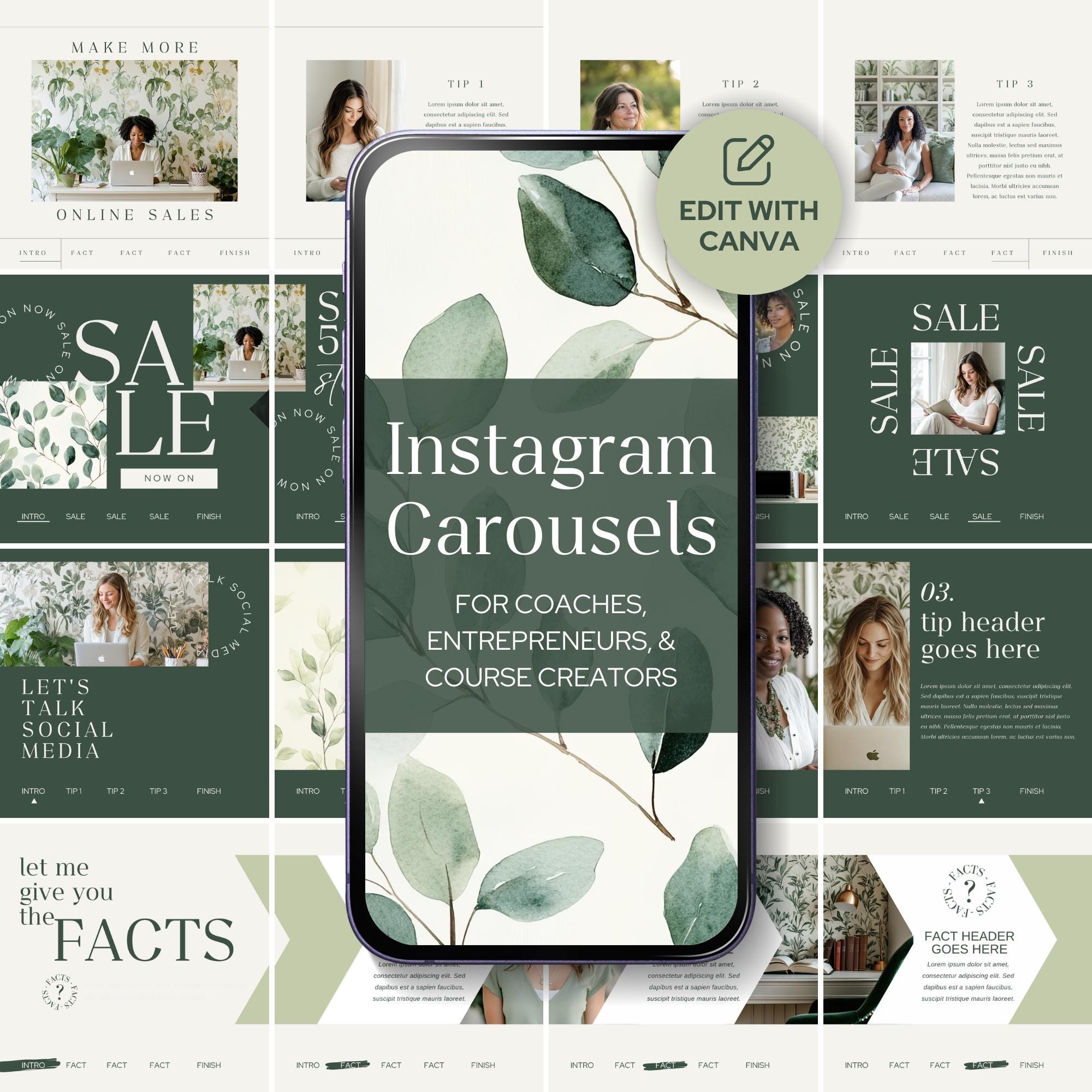Instagram Carousel Templates Canva Template for Course Creators ...