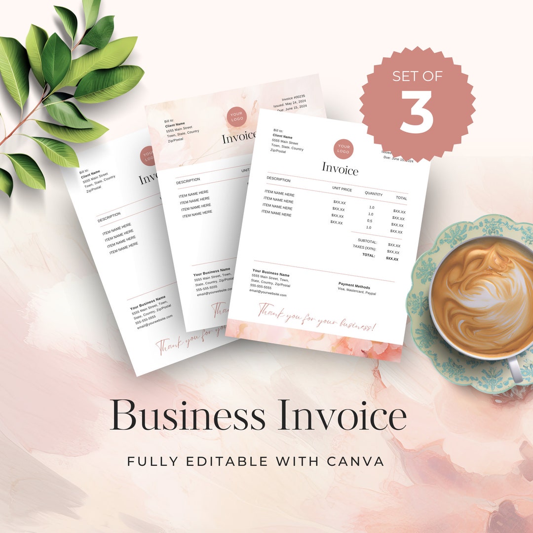 Canva Business Invoice Template Editable Business Form Small Business ...