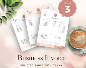 Modèle de facture d'entreprise Canva Formulaire commercial modifiable Petite entreprise Facture d'entreprise minimaliste Facture moderne et professionnelle
