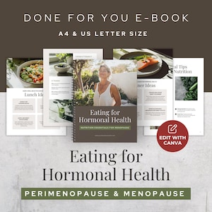 Perimenopause and Menopause Natural Hormone Balancing Guide Done-for-you E-Book Womens Health Course Client Resource Editable Canva Template