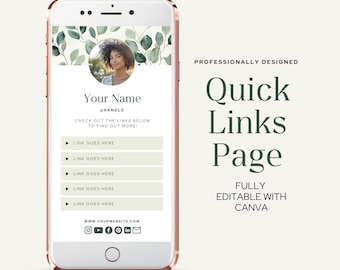 Coach Kurs Ersteller Quick Links Landing Page Canva Template Link in Bio Bearbeitbares Canva Template One Page Website Linktree Instagram Bio