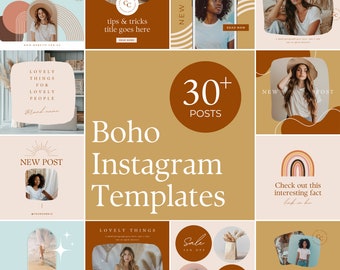 Boho Instagram Canva Template Digital Marketing Instagram IG Posts Social Media Manager Marketing Course Creator Coach Boho Instagram EH019