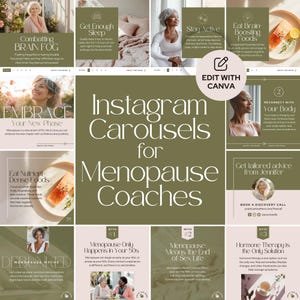 Instagram Carousel Templates for Menopause Coaches Hormone Social Media Womens Health Canva Nutrition Wellness Coach Naturopath HRT
