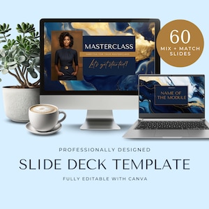 Webinar-Vorlage, Kursvorlage Canva, Canva-Präsentation, Slide Deck Template Canva, Kursdesigner-Meisterklasse, Kurs-Slide-Deck, EH017