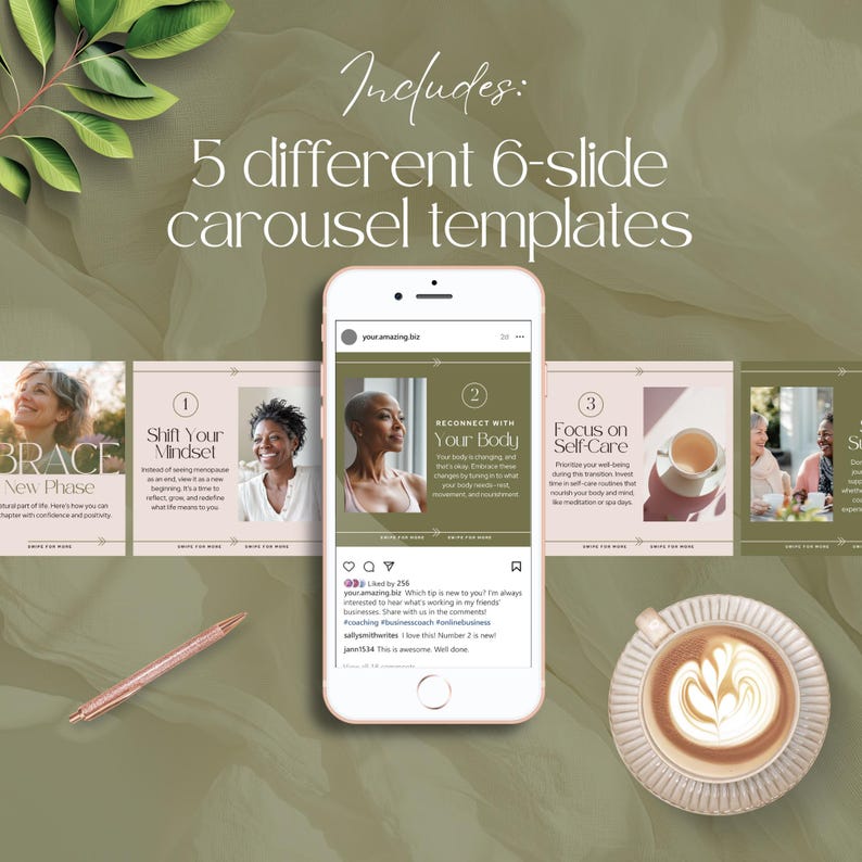 Instagram Carousel Templates for Menopause Coaches Hormone Social Media Womens Health Canva Nutrition Wellness Coach Naturopath HRT