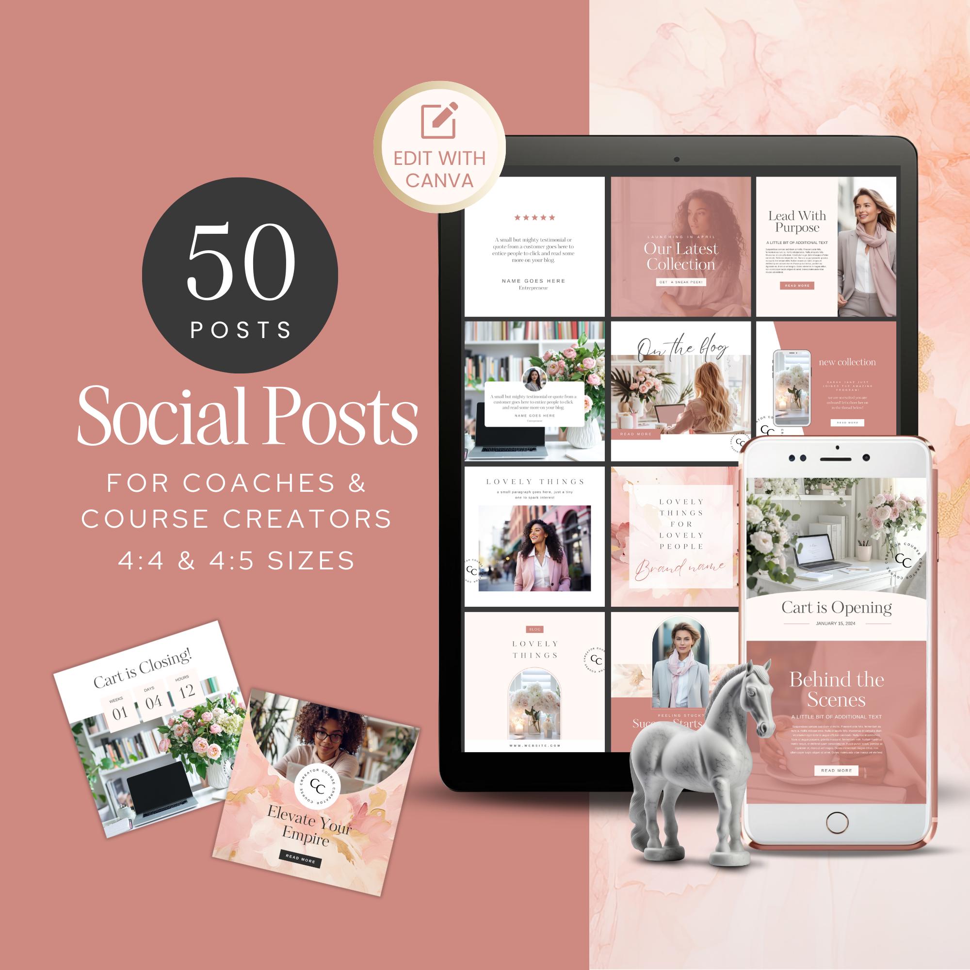 Course Blog Posts Course Creator Instagram Posts Branding + Marketing Kit Coach Templates ...