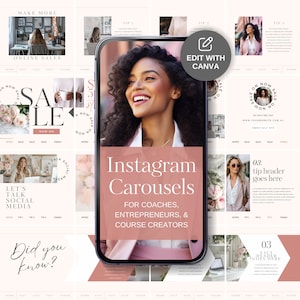 Instagram Carousels for Coaches Course Creators Entrepreneurs Seamless Marketing Slides Editable Canva Template Social Media Manager