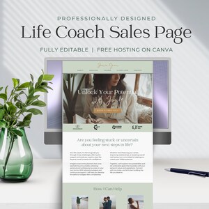 Canva Website Template Life Coach Sales Page Custom Website Coach Website Design Modern Web Design Sales Funnel DIY Website One Page Website