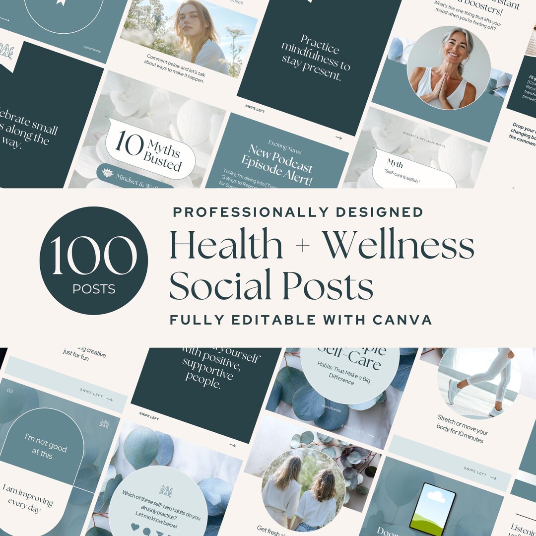 Wellness Coach Instagram: Editable Canva Templates for Health, Wellness ...
