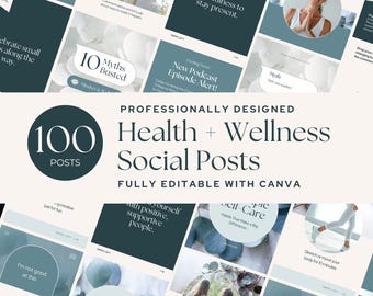 Wellness Coach Instagram: Editable Canva Templates for Health, Wellness Posts, and Social Media Engagement, Mindfulness, Holistic Coaching