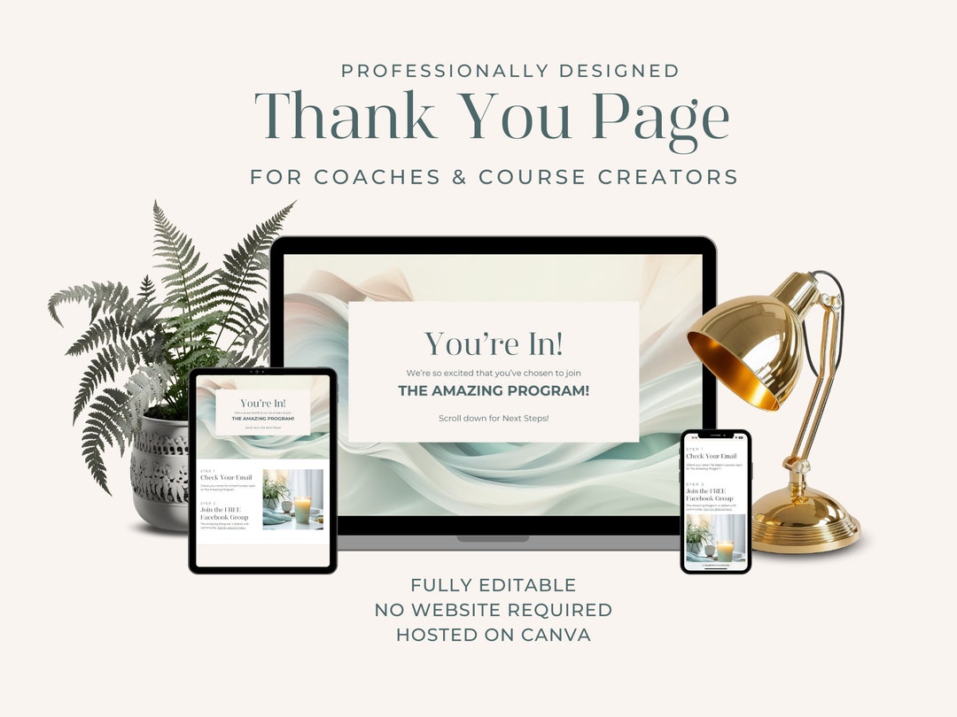 Thank You Page Canva Template, Canva Web Page, Course Thank You Page ...