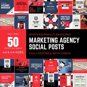 Social Media Marketing Agency Templates Digital Marketing Posts Canva Templates Social Media Manager Instagram Posts Branding Web Design