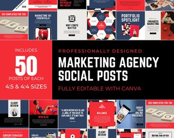 Plantillas para agencias de marketing en redes sociales Publicaciones de marketing digital Plantillas de Canva Administrador de redes sociales Publicaciones de Instagram Marca Diseño web