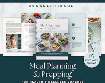 Meal Planning Prepping Done-for-you E-Book Wellness Nutrition Coach Workbook for Clients Editable Canva Template Course Resources Health