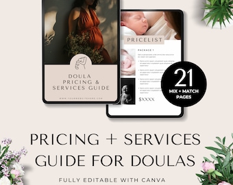 Doula Pricing Guide Doula Rate Sheet Editable Canva Template Doula Handouts Birth Post-partum Lactation Consultant Client Onboarding