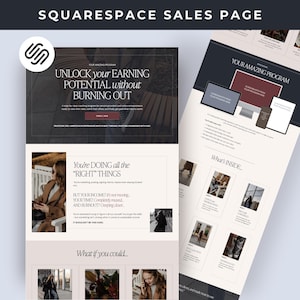 Squarespace 7.1 Sales Page Template Coaches Business Owners Online Entrepreneurs Course Creator Landing Page Membership Site Digital Product