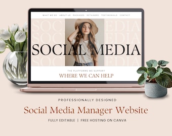 Social Media Manager Canva-mall Coachingwebbplats Mall för ensidig webbplats Byrå för sociala medier Coach för sociala medier Småföretag EH019