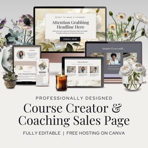 Course Creator Sales Page Website Template Editable Sales Page Coach Website Canva Website DIY One Page Template Business Coach Squeeze Page