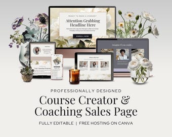Course Creator Sales Page Website Template Editable Sales Page Coach Website Canva Website DIY One Page Template Business Coach Squeeze Page