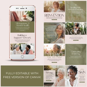 Menopause Instagram Template Hormone Social Media Post Womens Health Coach Canva Posts Nutrition Wellness Perimenopause HRT Naturopath