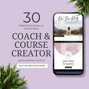 Coach Instagram Canva Template, Course Creator Ig, INSTANT DIGITAL DOWNLOAD, Ig Posts, Social Media Manager, Marketing, Purple, Lilac, Mauve