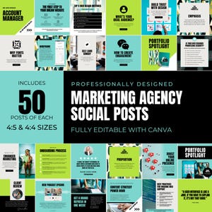 Marketing Agency Instagram Posts Digital Marketing Canva Templates Social Media Manager Small Business Entrepreneur IG Content Creation