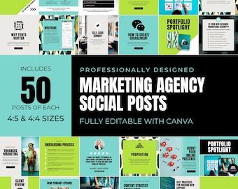 Agencia de marketing Publicaciones de Instagram Marketing digital Plantillas de Canva Administrador de redes sociales Pequeña empresa Emprendedor Creación de contenido de IG