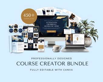 Course Creator Canva Templates Course Social Posts Course Workbook Course Slide Deck Course Sales Page Lead Magnet Course Marketing EH017