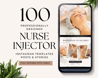 Nurse Injector Social Media Canva Instagram Templates Esthetician Templates Editable Med Spa Branding Botox And Filler Templates EHB002
