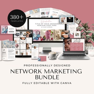 Netzwerk-Marketer Canva Bundle MLM Social Posts Bleimagneten Slide Deck Dankeskarten Visitenkarten Bearbeitbare Vorlagen Direktverkauf EH003