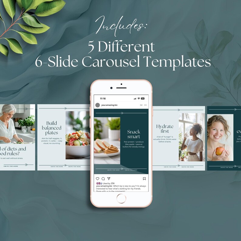 Wellness Instagram Carousel Templates Editable Canva Designs for Social ...