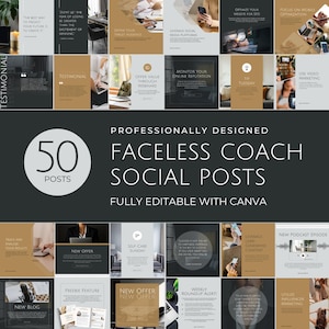 Business Coach Faceless Instagram Posts Luxury Canva Template Service Provider Life Coach Digital Marketing Social Media Manager Online