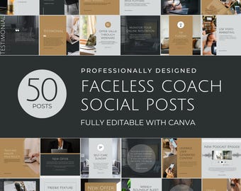 Business Coach Faceless Instagram Posts Luxury Canva Template Service Provider Life Coach Digital Marketing Social Media Manager Online