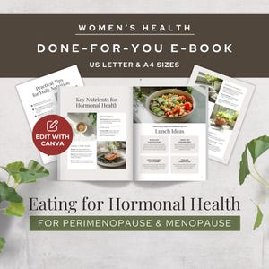 Perimenopause and Menopause Nutrition Guide Done-for-you E-Book Wellness Coach Womens Hormone Balance Health Editable Canva Template