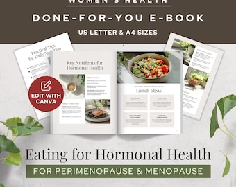 Perimenopause and Menopause Nutrition Guide Done-for-you E-Book Wellness Coach Womens Hormone Balance Health Editable Canva Template