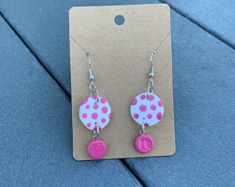 Handmade Clay Colorful Polka Dot Dangle Earrings