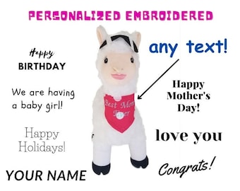 Personalized Embroidered Picky Llama Stuffed Animal Plush Toy 15&quot; - Great Gift for Llama Lovers
