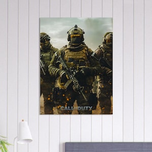 Call of Duty-poster: iconische videogamekunst, gamingmuurdecor, moderne Warzone-kunstprint, gamercadeau, decor FPS-fan, poster boordevol actie