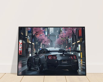 Nissan GT-R Wide Body Art Print: JDM Sports Car Poster