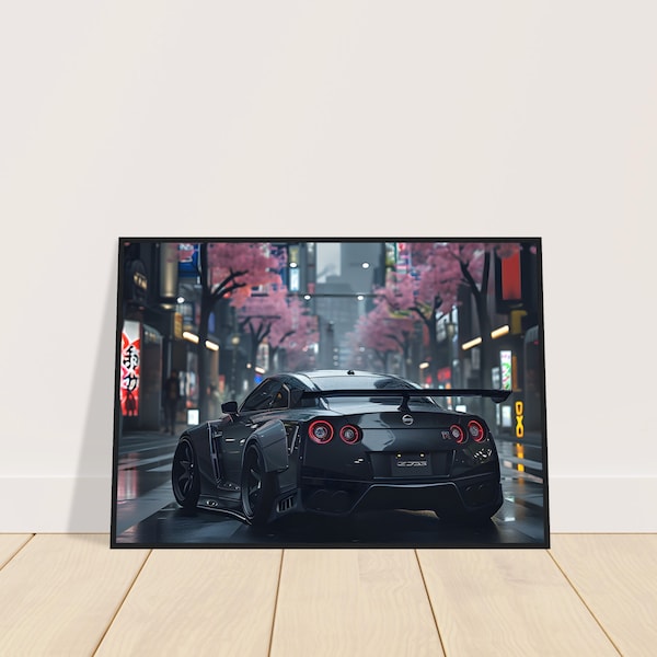 Nissan GT-R Wide Body Poster - JDM Sports Car Art Print, Automotive Wall Decor, Customized Turbocharged Elegance