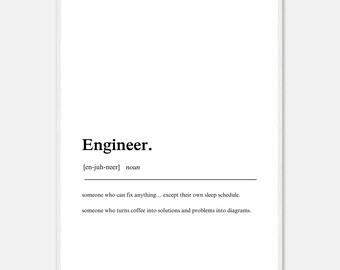 Engineer Definition Poster | Creative Wall Art for Engineers | Funny Printable Decor Download