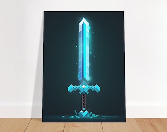 Minecraft Diamond Sword Poster, Minecraft Poster, Gaming Room Poster, Gaming Wall Poster, Gaming Print Poster, Game Gift