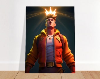 May include: A digital illustration of a person wearing a yellow and orange jacket with a gold crown above their head. The person is looking up and has a determined expression on their face.