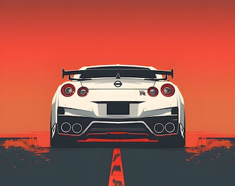 Sleek Nissan GTR Wall Art Poster - Ideal Decor for Man Cave or Garage