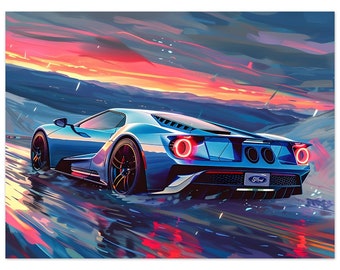 Ford GT Poster - Speed Demon Supercar Poster for Auto Enthusiasts