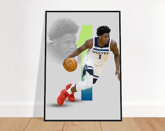Póster de Anthony Edwards de los Minnesota Timberwolves - Decoración artística deportiva